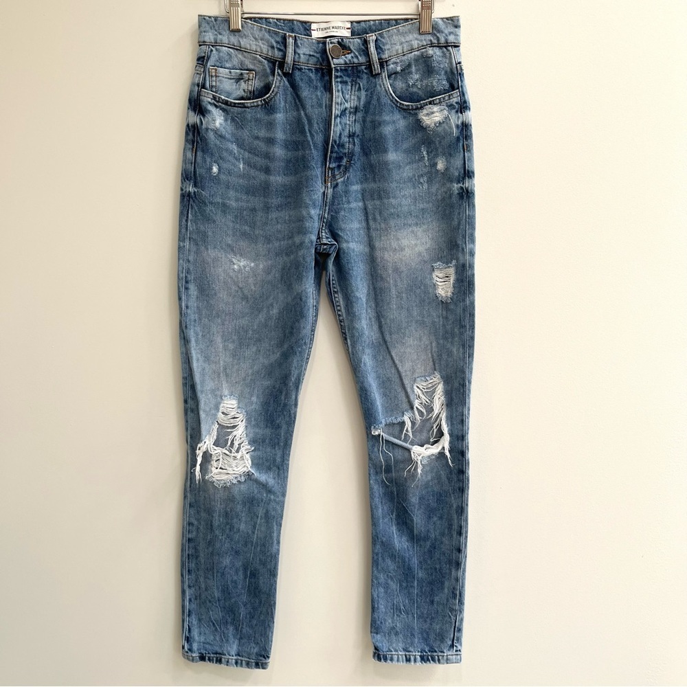 Etienne Marcel distressed high rise 100% cotton skinny jeans size 29